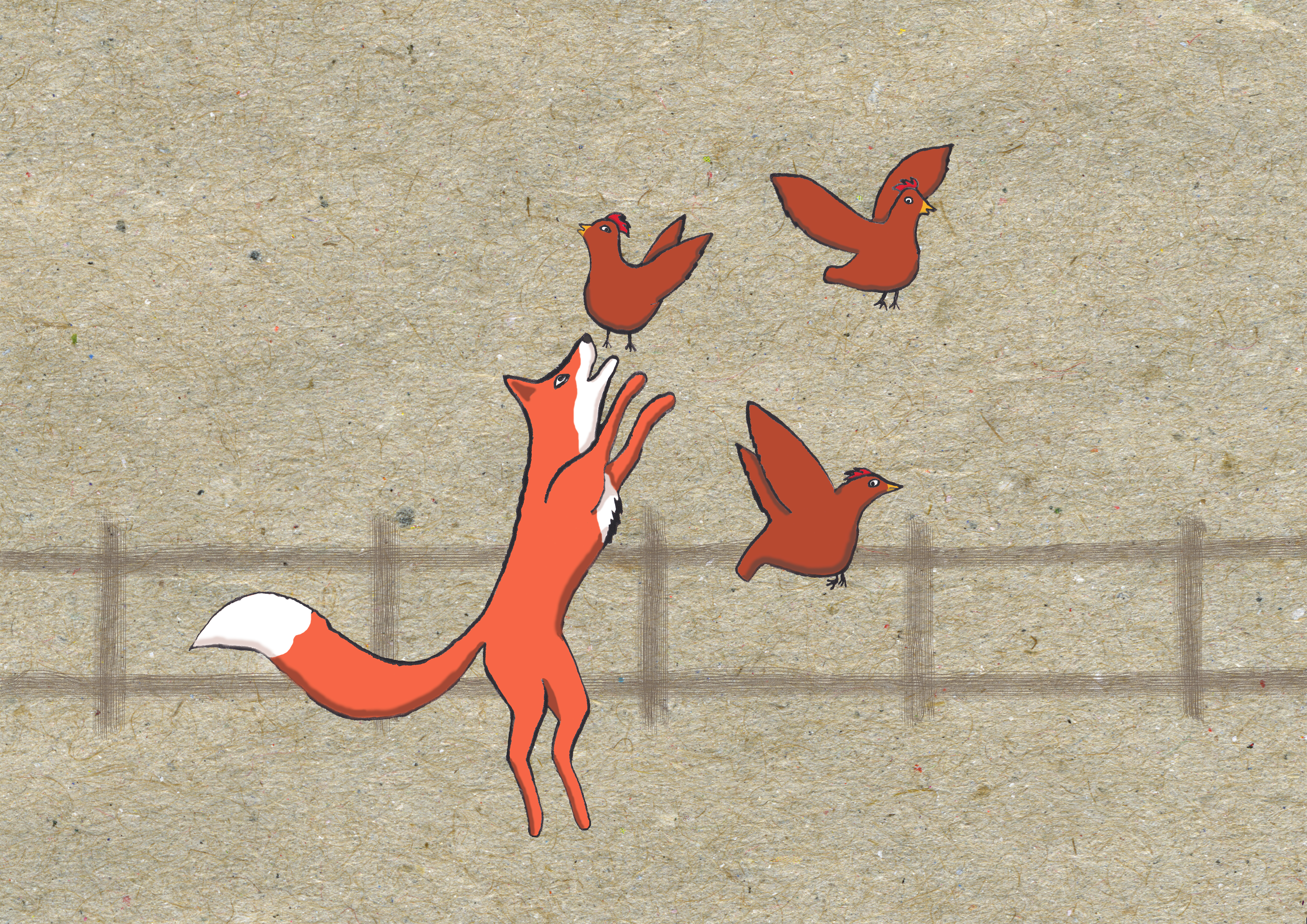 Fox and chickensfinished image